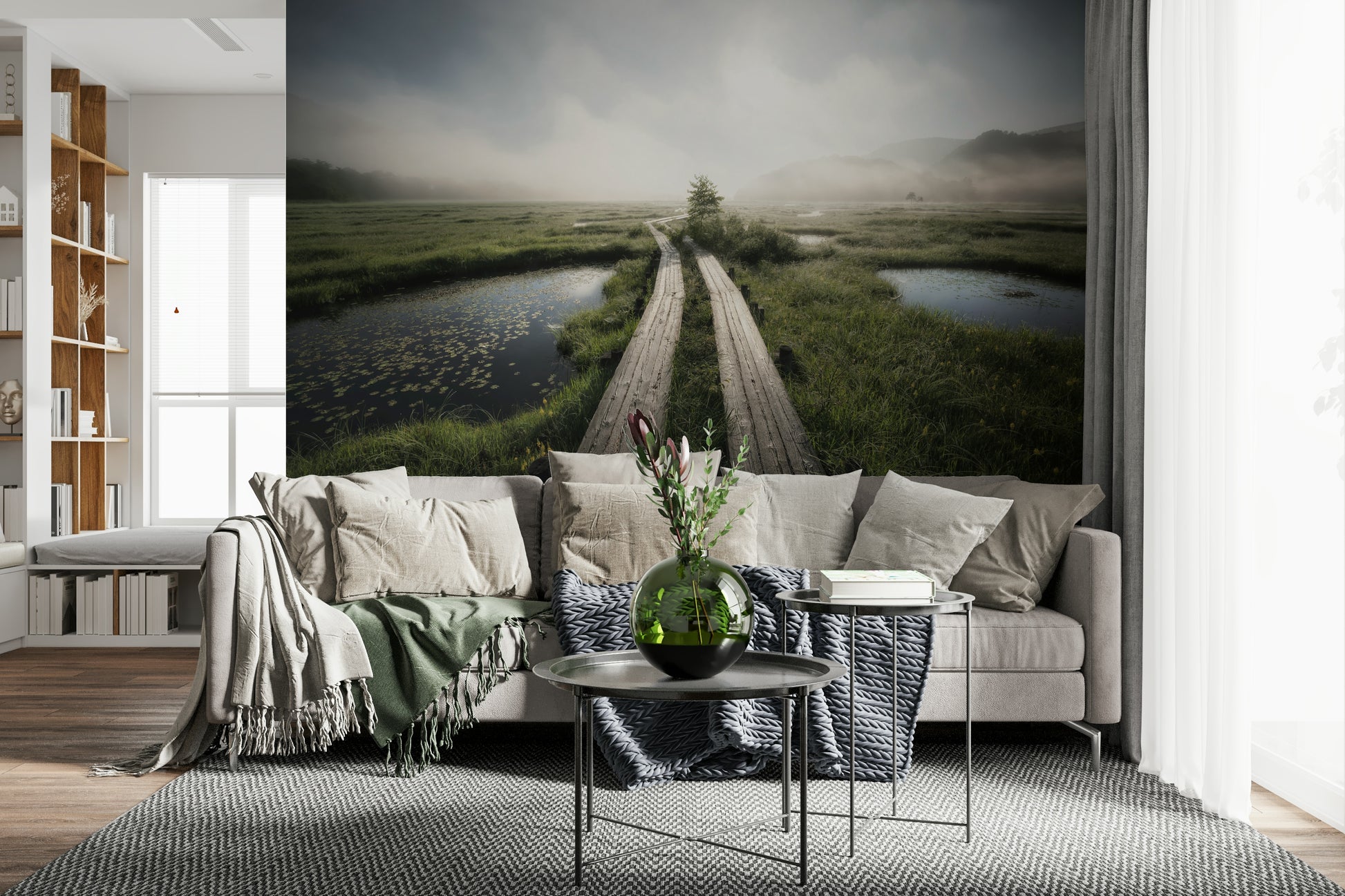 An artistic nature inspired mural for home decor.