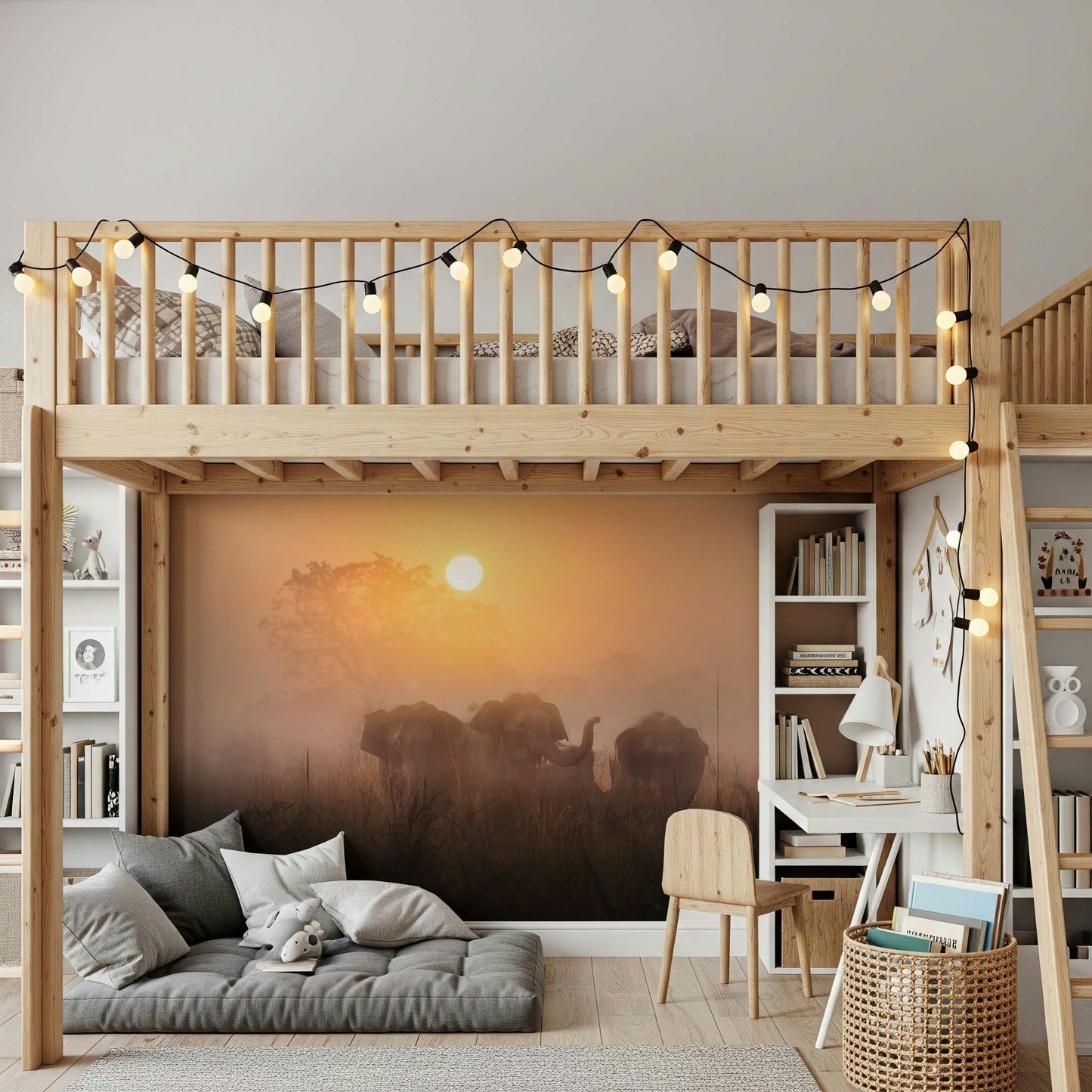 An artistic soft focus landscape mural on scenic wallpaper.