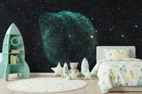 A beautiful modern art wall mural of a starlit nebula.