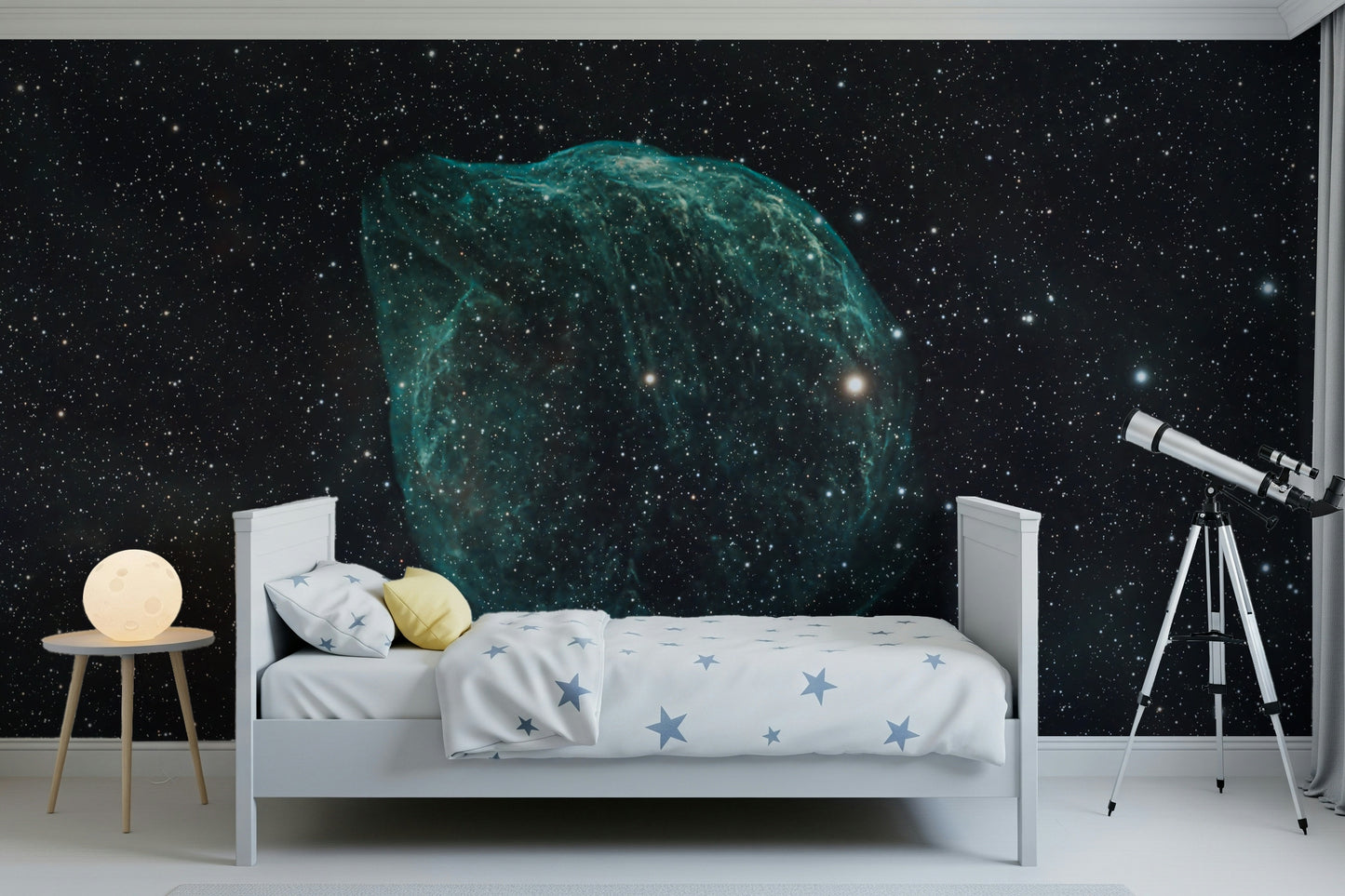 A serene flowing design wall mural for cosmic decor.