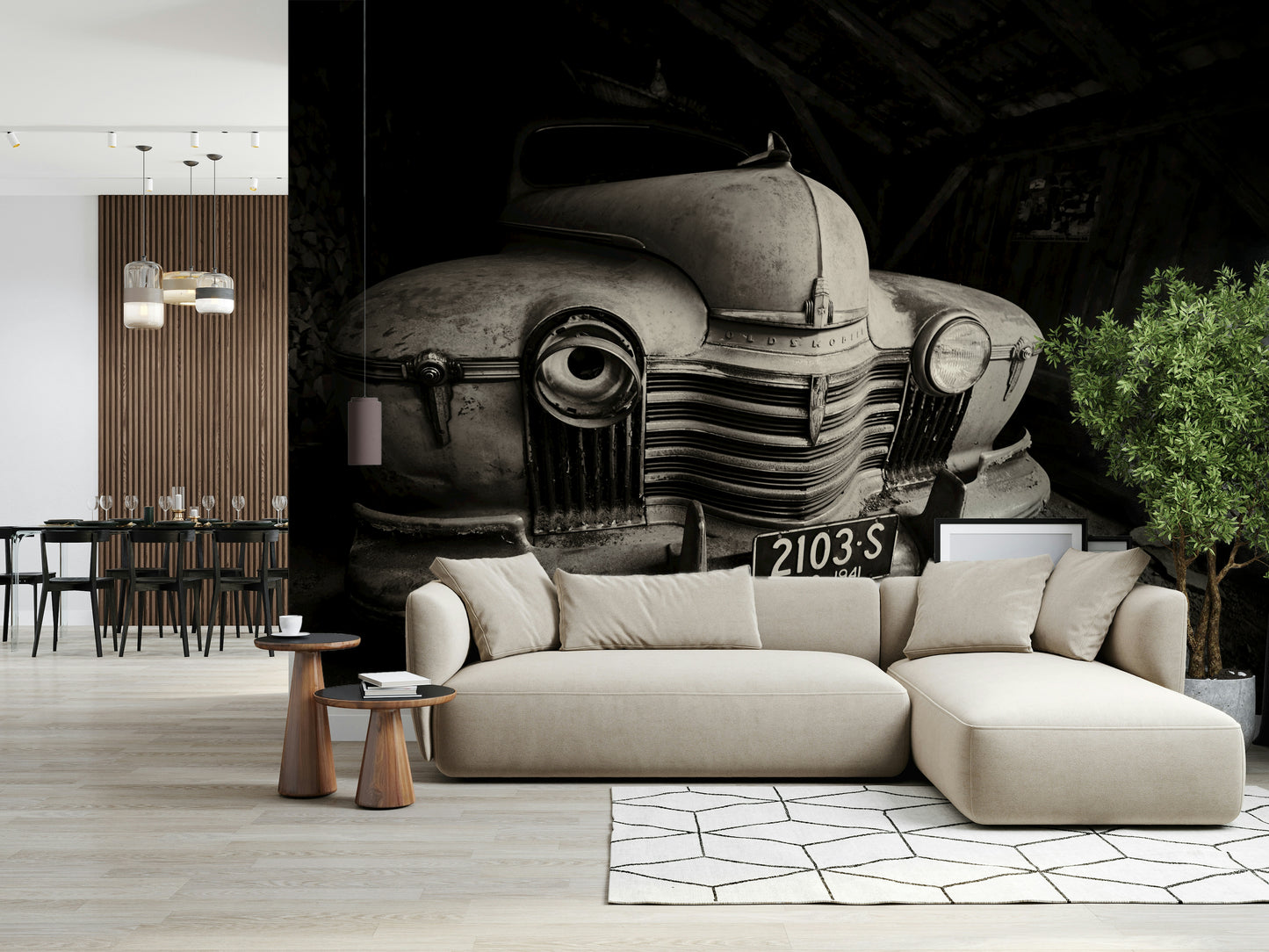 An artistic travel inspired mural for home decor.