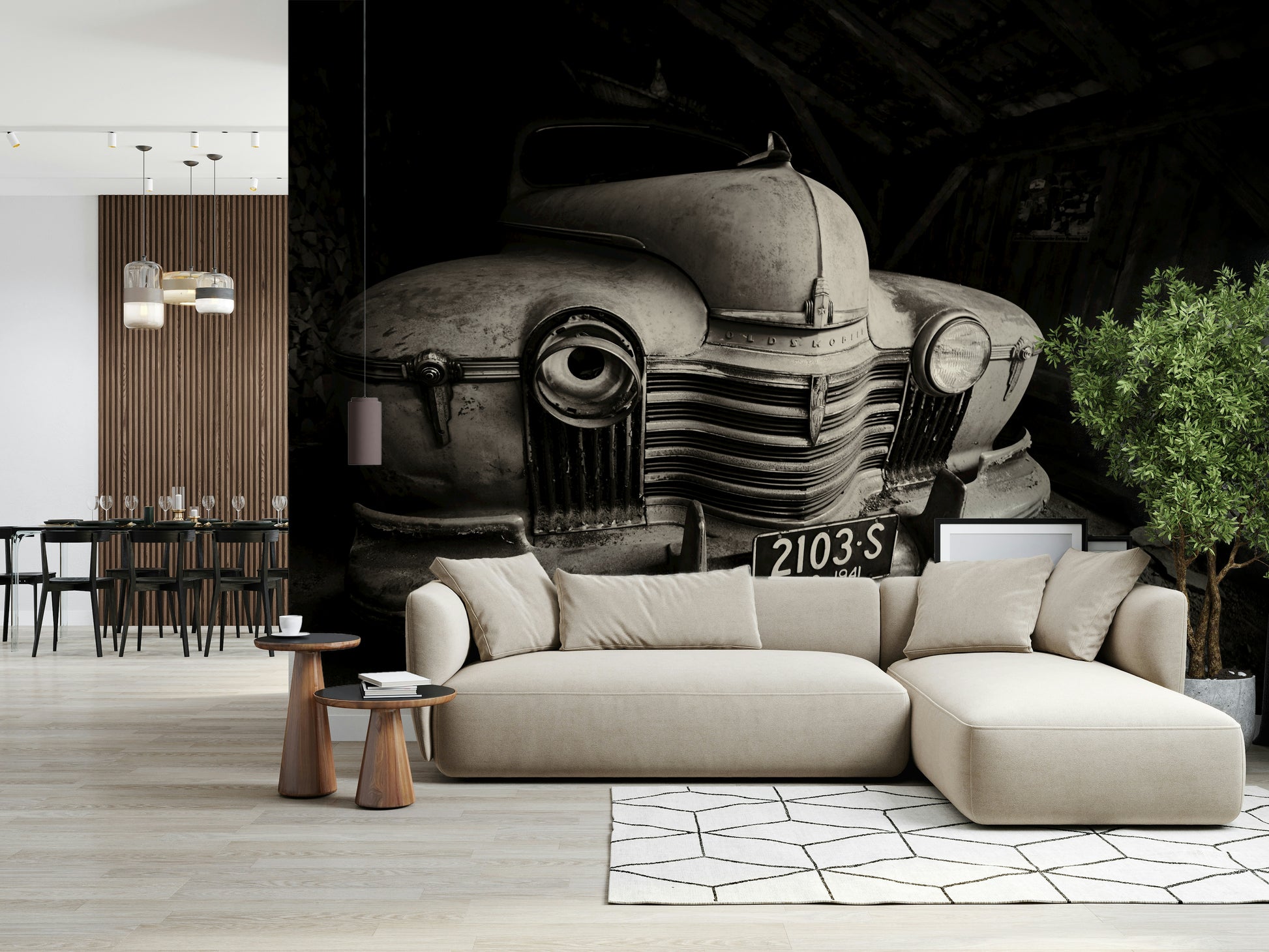 An artistic travel inspired mural for home decor.
