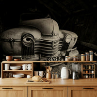 A serene classic car wall mural for your decor.