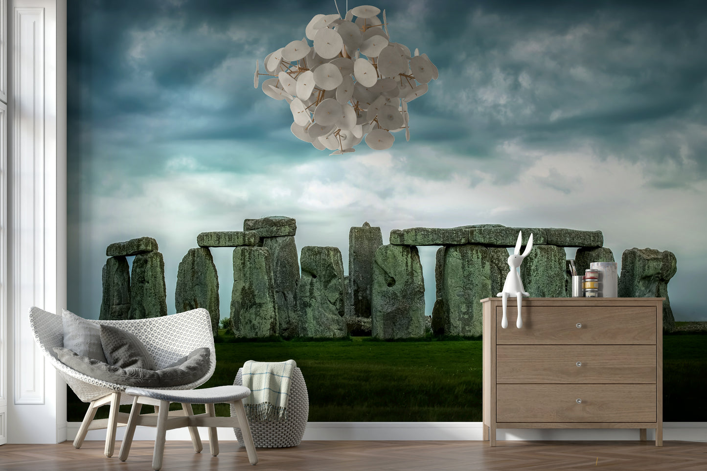 A contemplative gentle design wallpaper mural for a feature wall.