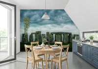A serene historic landmark wall mural for contemplative decor.