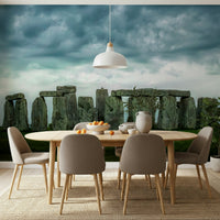 A beautiful panoramic Stonehenge wallpaper mural with ancient stones.