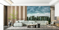 A beautiful wide-angle wall mural of a serene landscape.