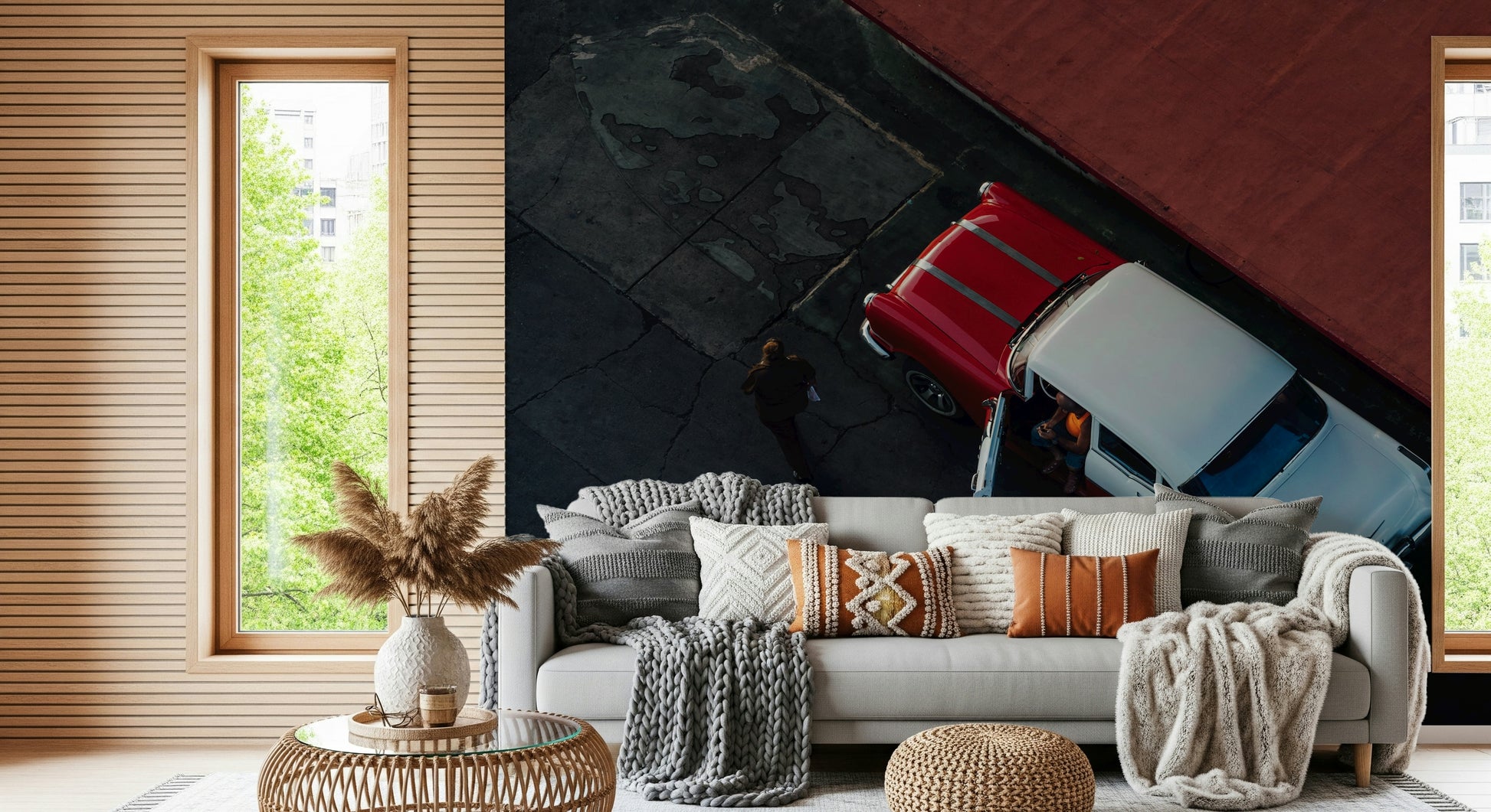 A serene classic automobile wall mural for your decor.