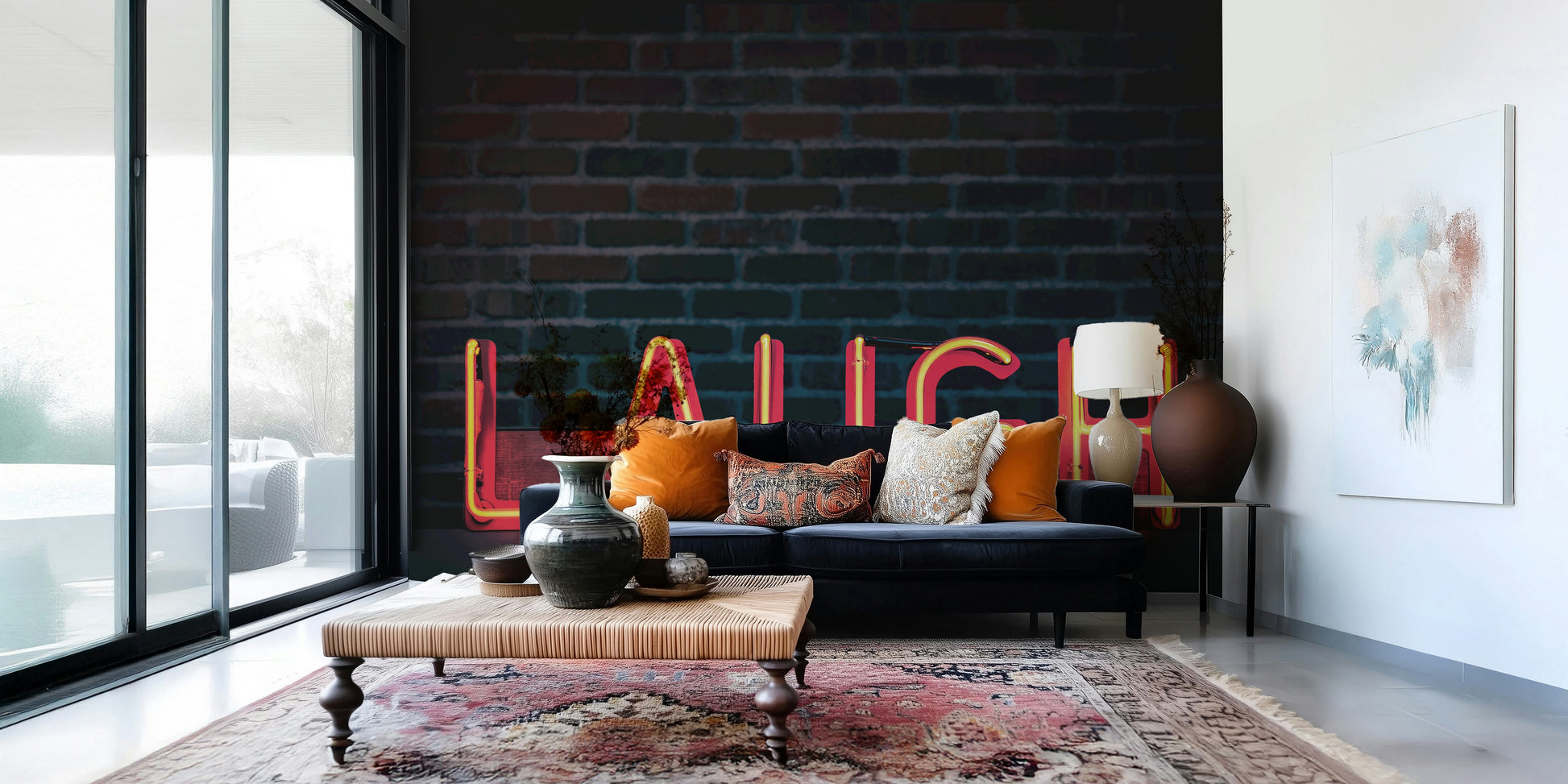 A beautiful modern art wall mural of delicate lines.