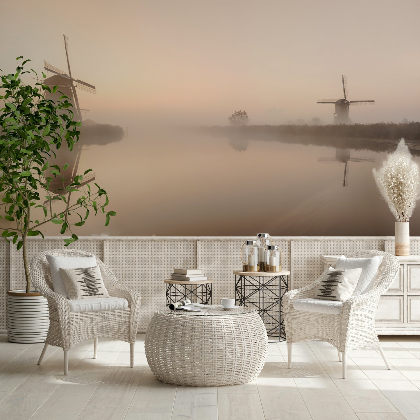 An artistic soft focus field mural on scenic wallpaper.