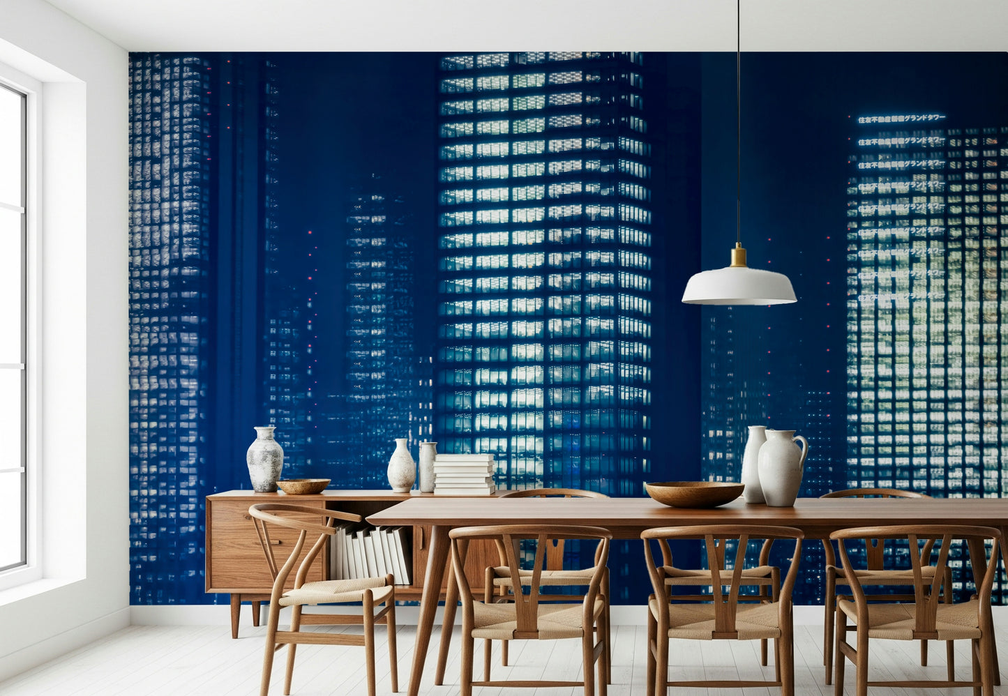 A beautiful modern art wall mural for a living room.