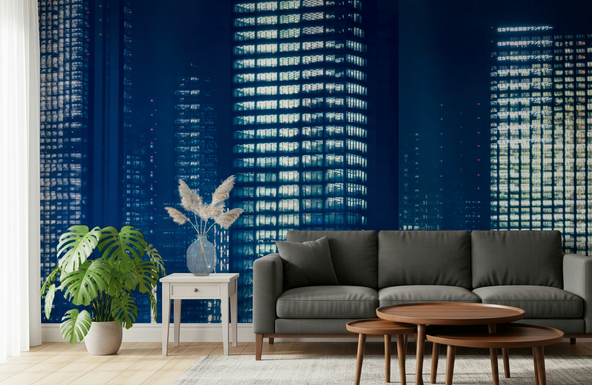 A calming modern pattern wallpaper mural that defines a space.
