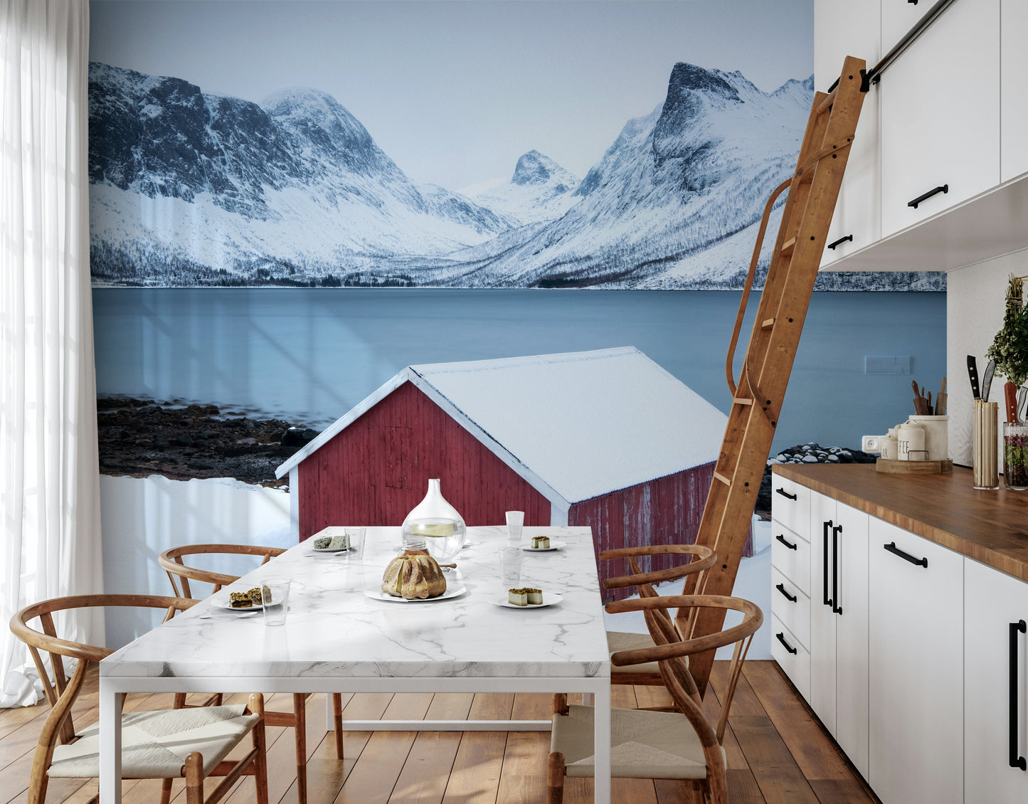 A contemplative gentle design wallpaper mural for a feature wall.