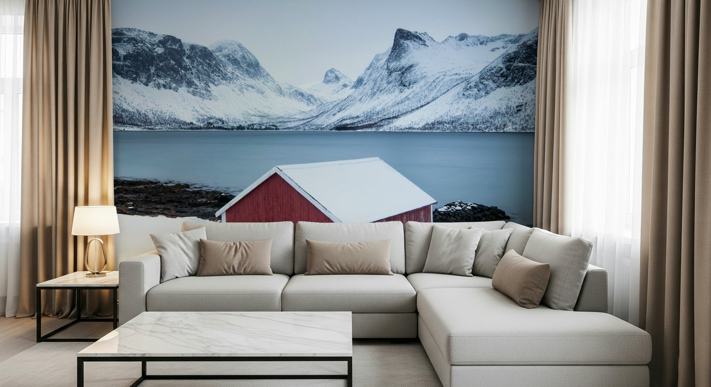 An artistic minimalist form mural for home decor.