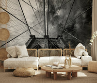 An artistic soft focus mural on minimalist wallpaper.