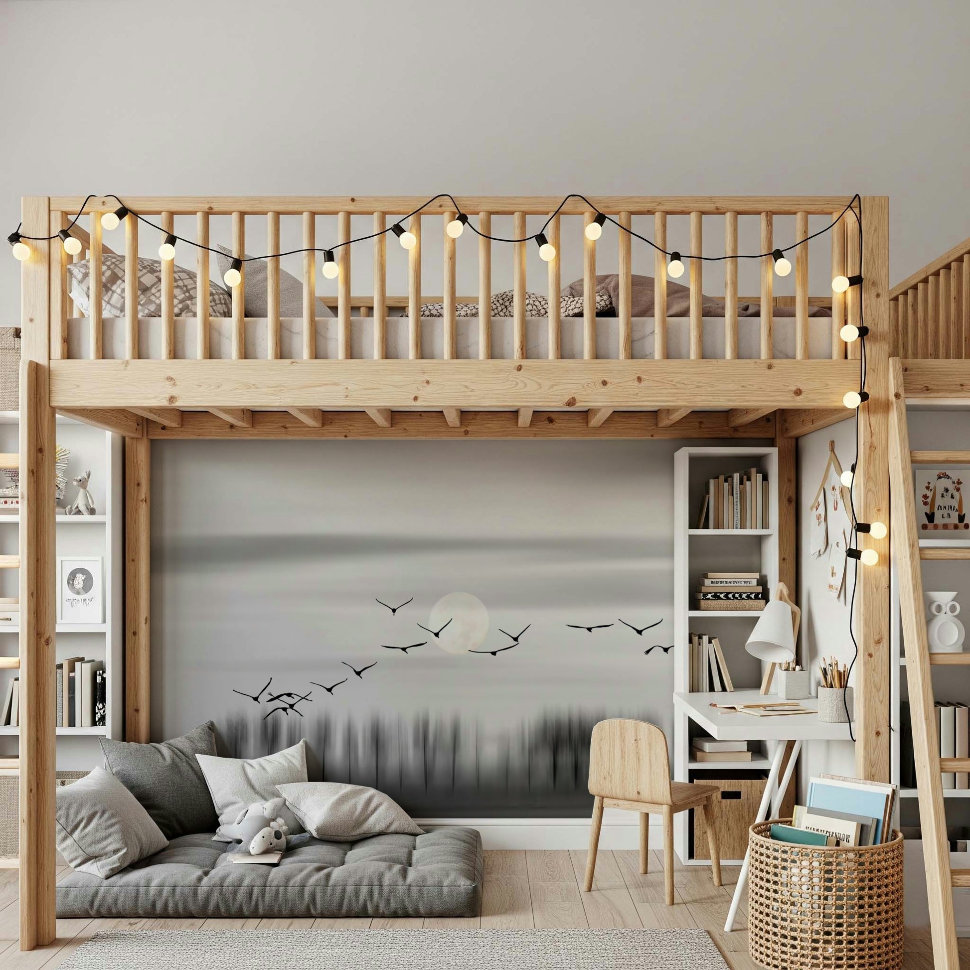 An artistic nature inspired mural for home decor.