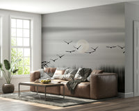 A calming abstract design wallpaper mural that defines a space.