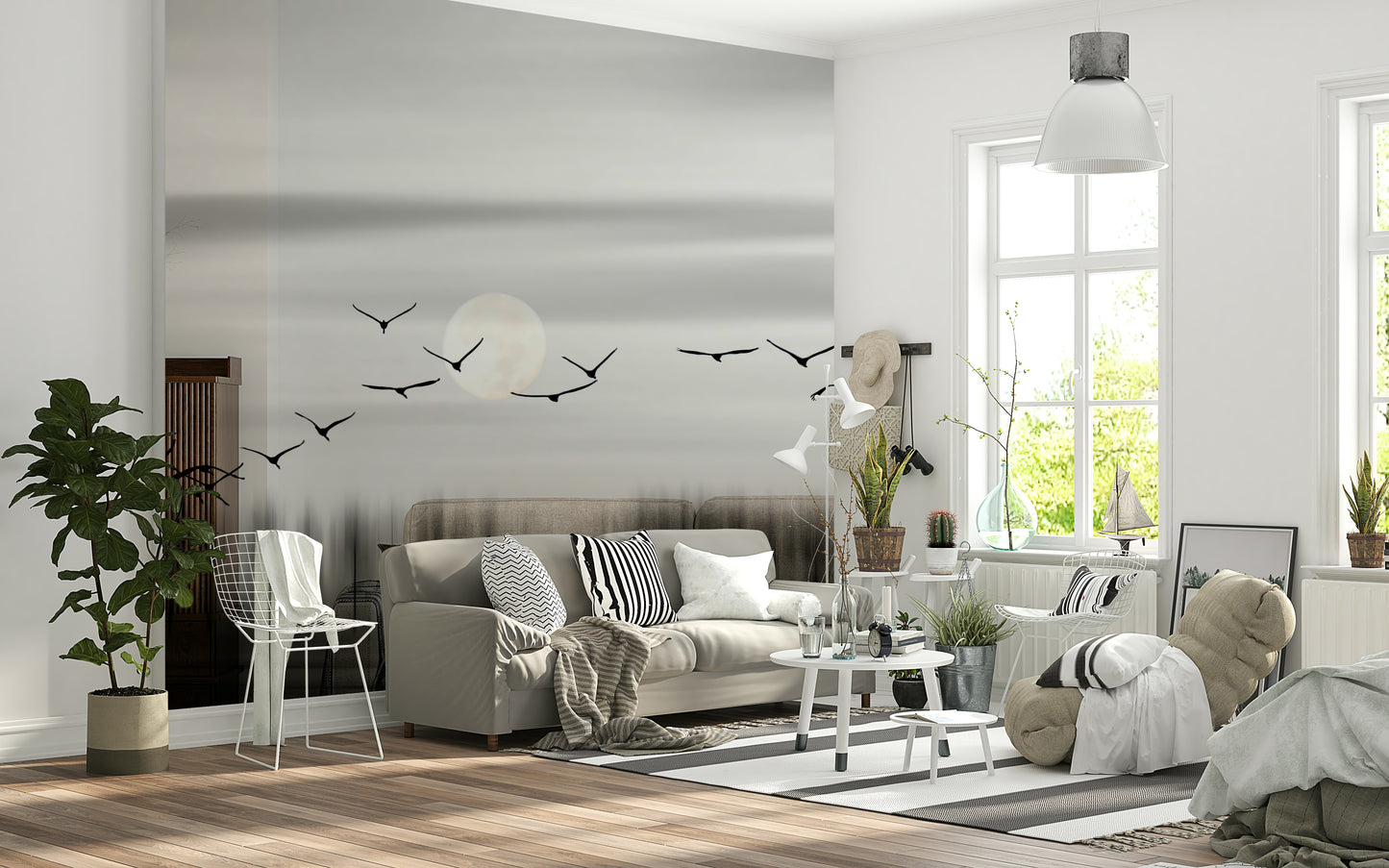 A serene flowing design wall mural for cosmic decor.
