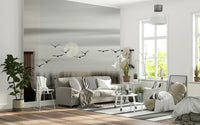 A serene flowing design wall mural for cosmic decor.