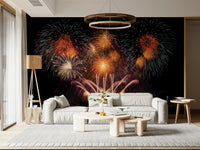 A beautiful abstract urban wallpaper mural with sparkling city light effects.