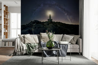 A serene flowing design wall mural for cosmic decor.