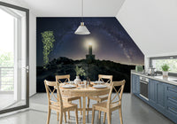 A beautiful modern art wall mural of a starlit nebula.