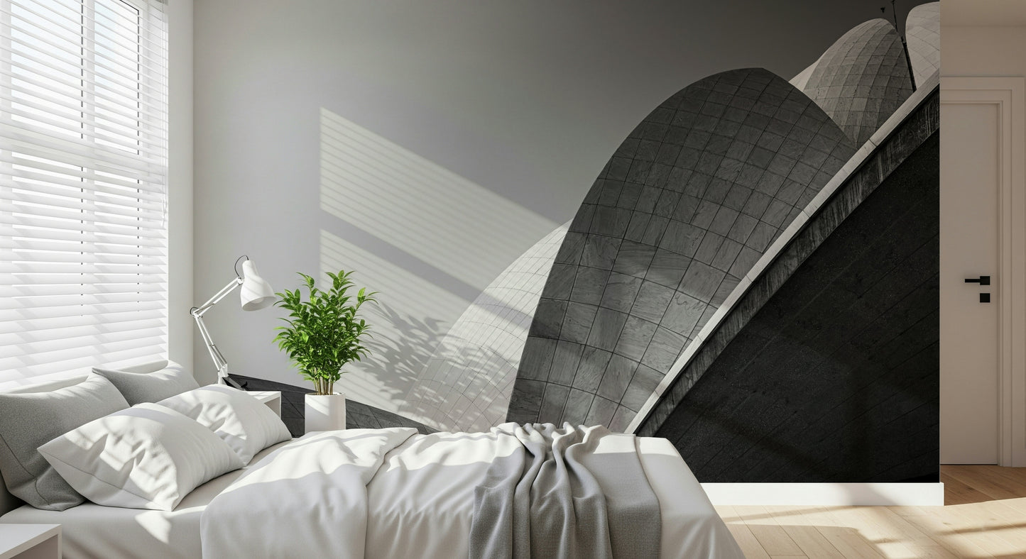 An artistic minimalist form mural for home decor.