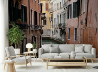 A serene flowing water wall mural for European-inspired decor.