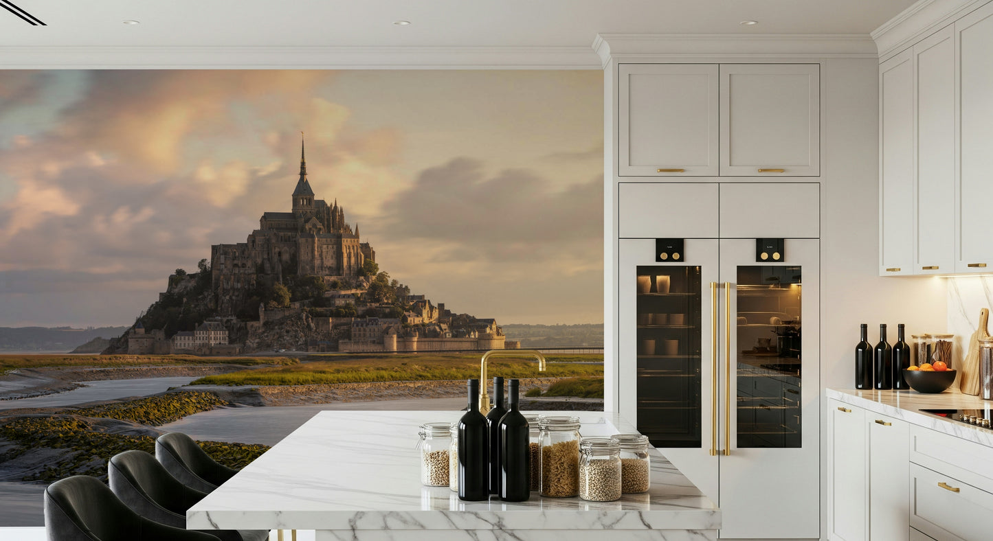 An artistic soft focus vista mural on scenic wallpaper.