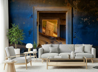 An artistic minimalist form mural for home decor.