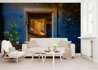 A beautiful abandoned room wallpaper mural with subtle, atmospheric lighting.