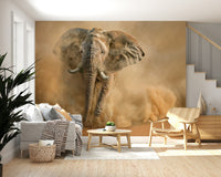 A peaceful modern abstract mural on decorative wallpaper.