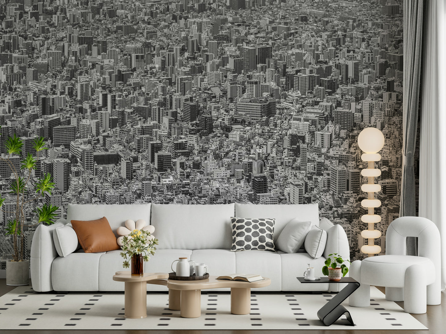 An artistic minimalist design mural for home decor.