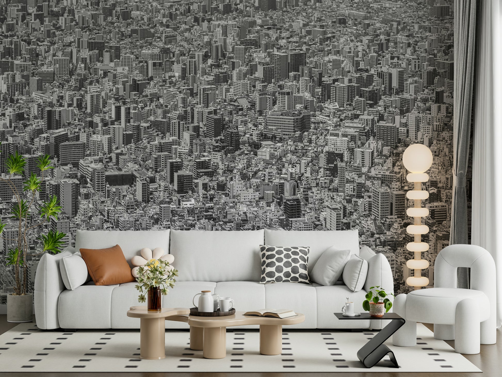An artistic minimalist design mural for home decor.