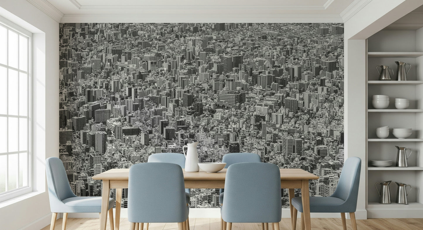 A calming modern pattern wallpaper mural that defines a space.