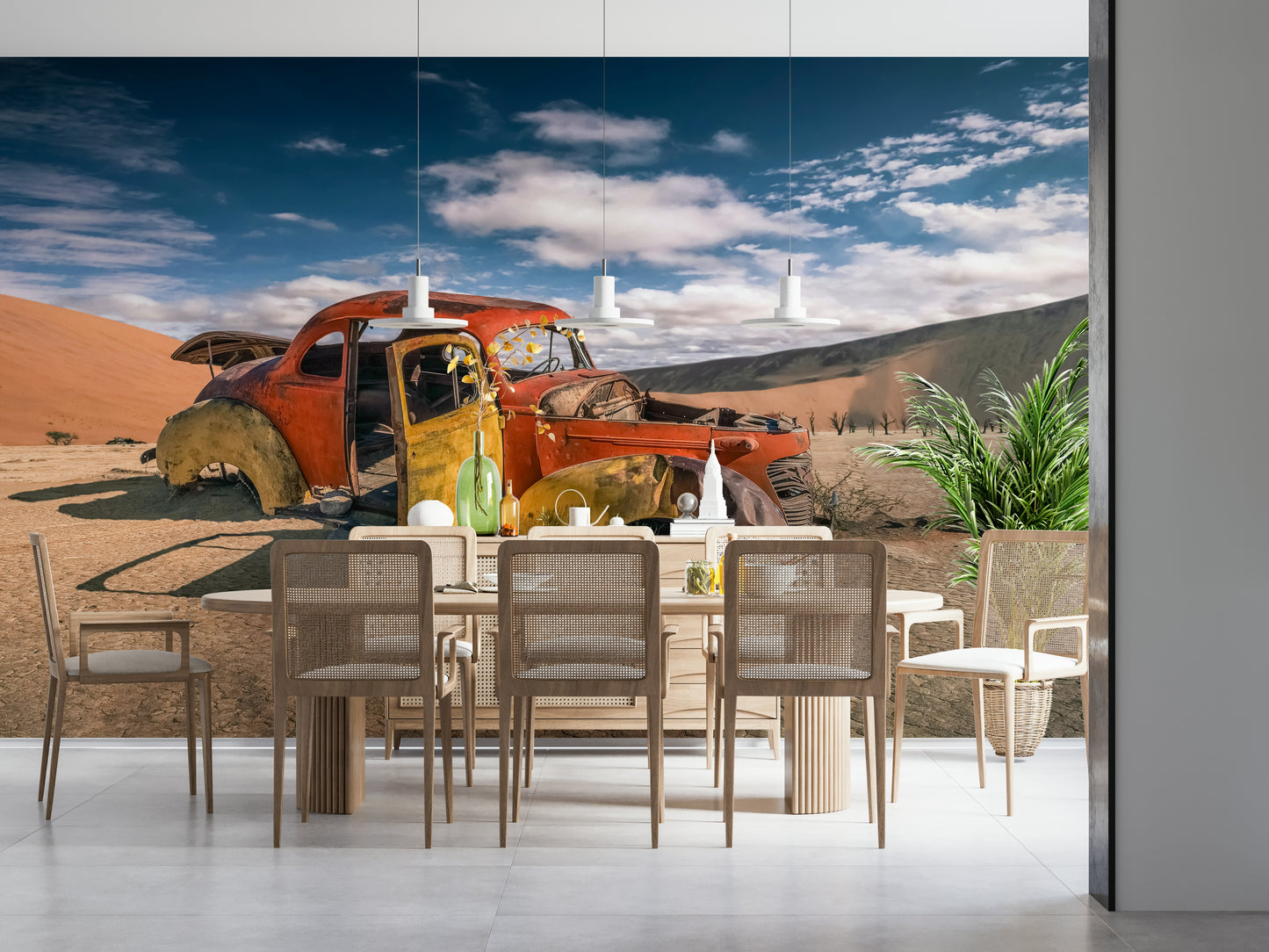 A contemplative gentle design wallpaper mural for a feature wall.