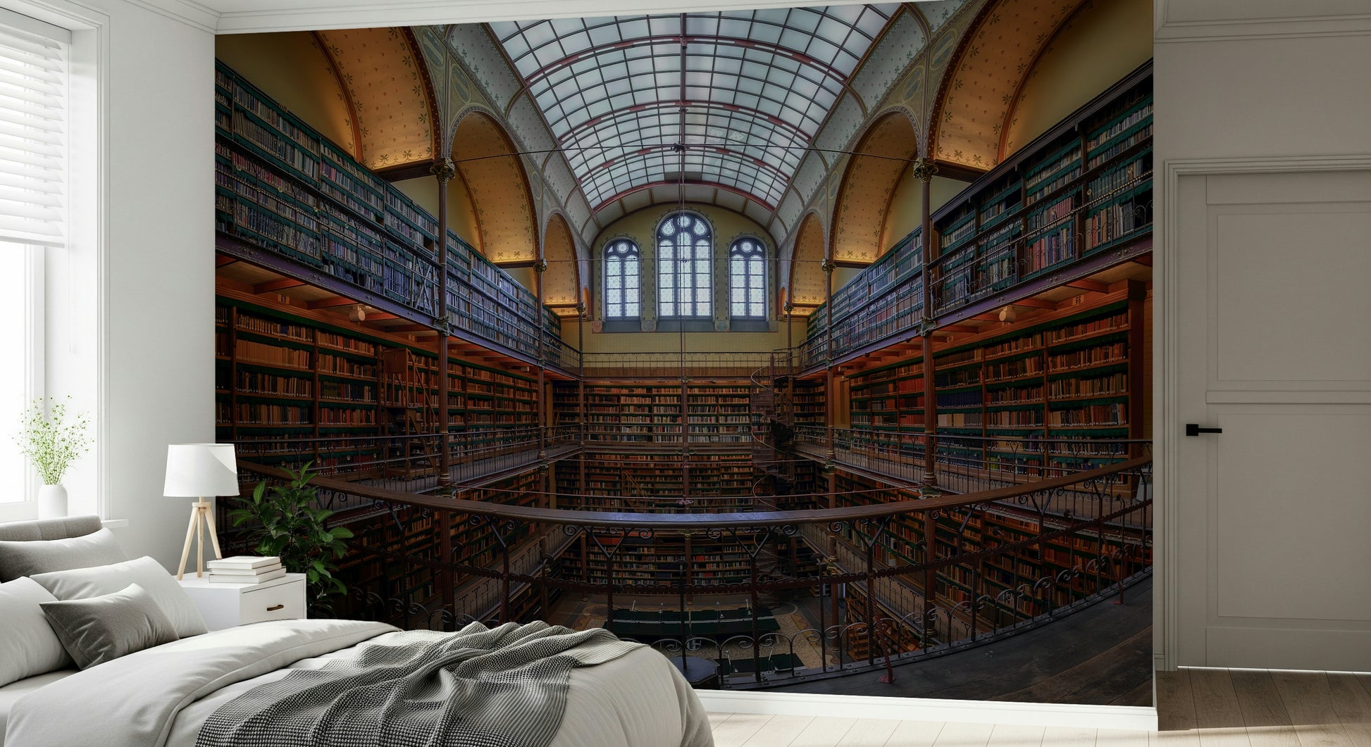 A beautiful modern art wall mural of delicate lines.