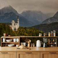 An artistic soft focus mural on minimalist wallpaper.