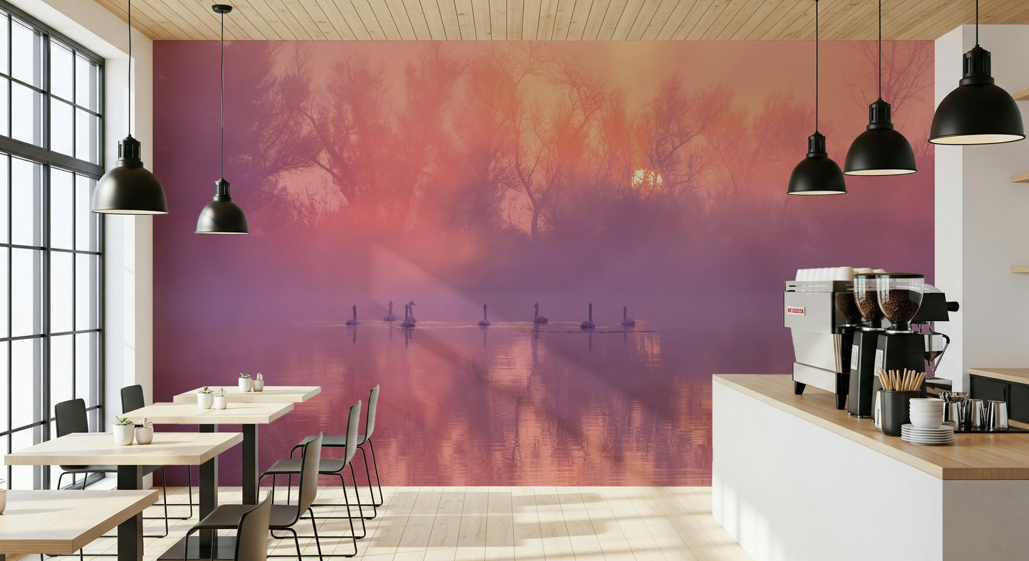 An artistic minimalist form mural for home decor.