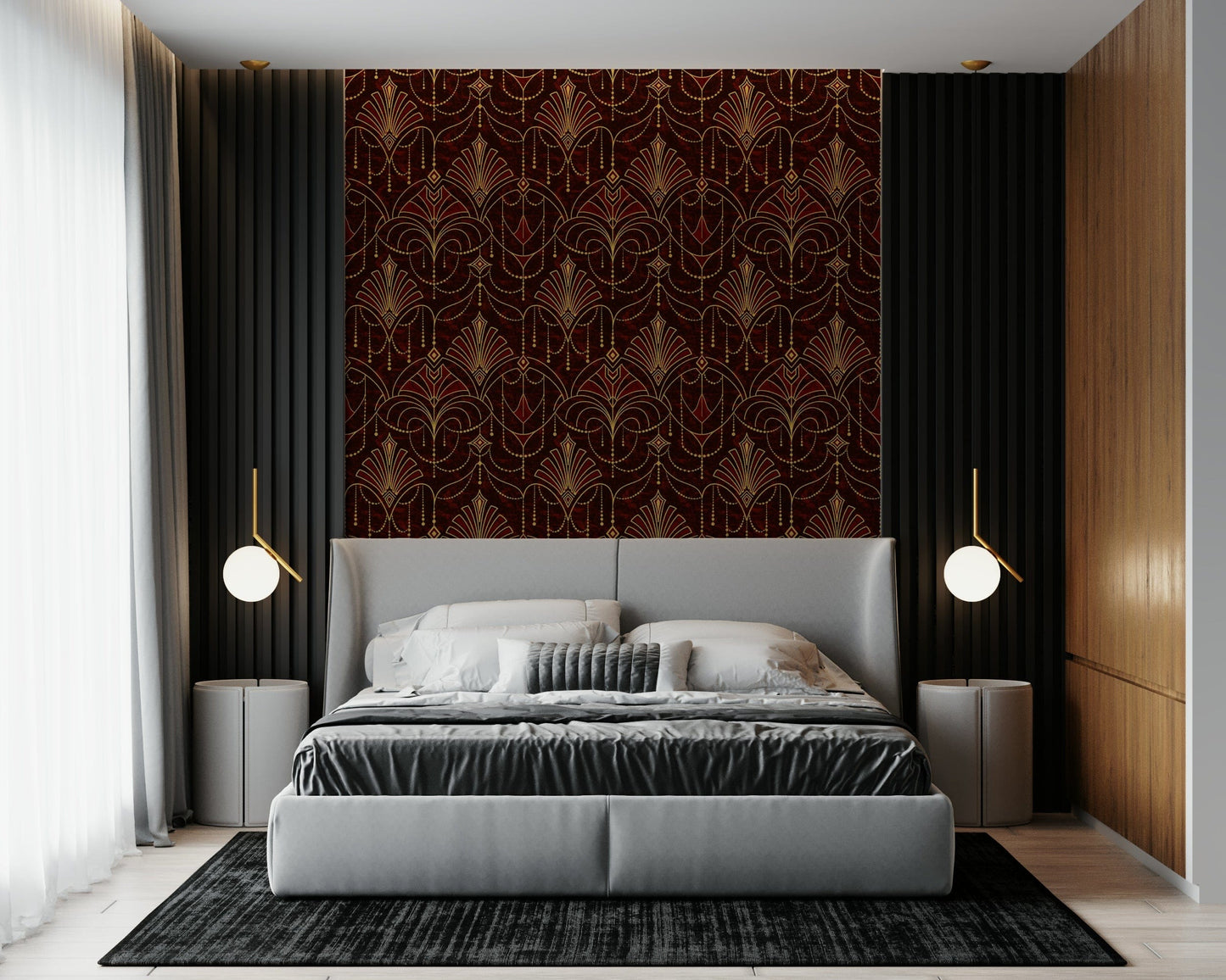 A calming modern pattern wallpaper mural that defines a space.
