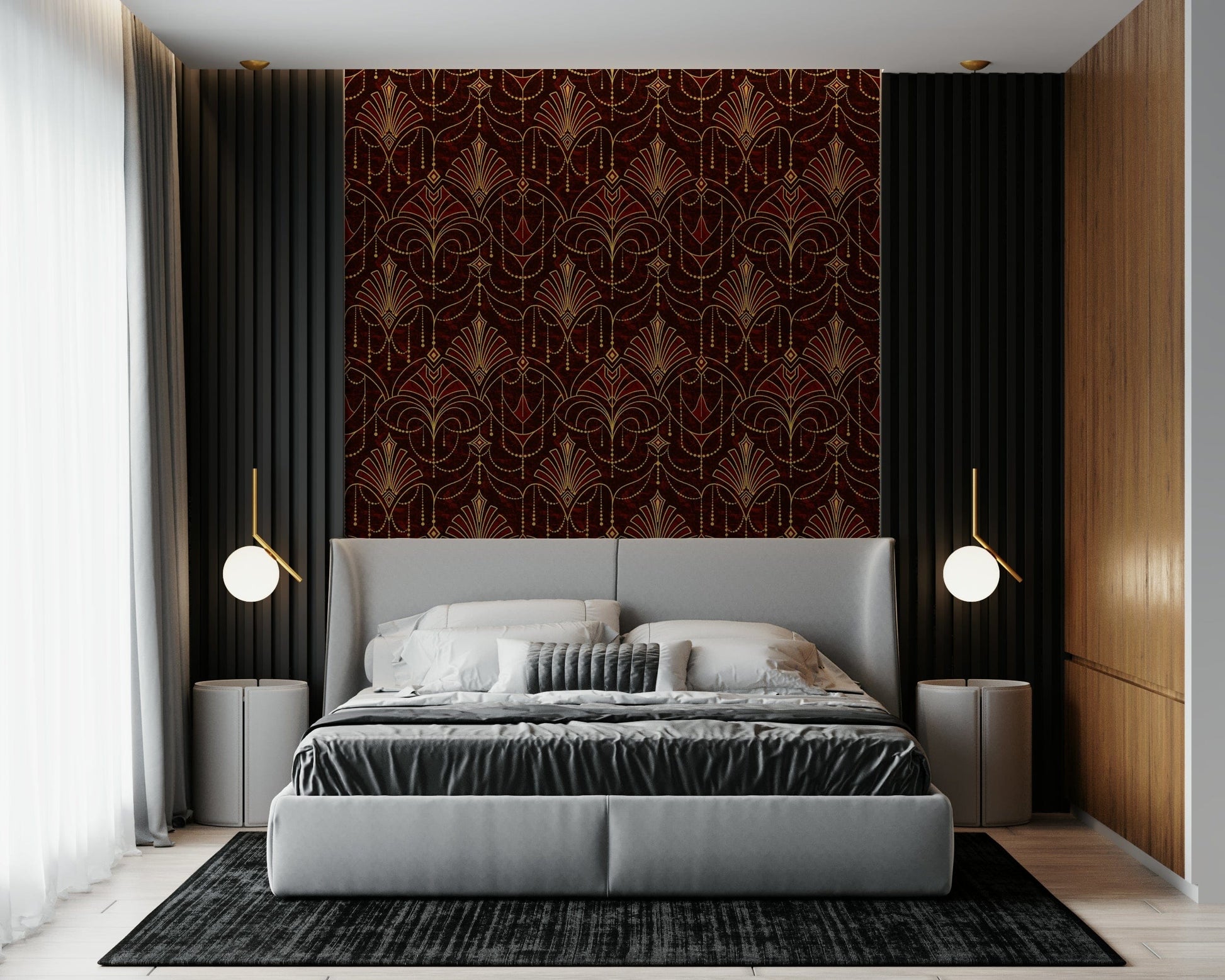 A calming modern pattern wallpaper mural that defines a space.