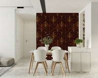 An artistic modern block mural on luxury wallpaper.