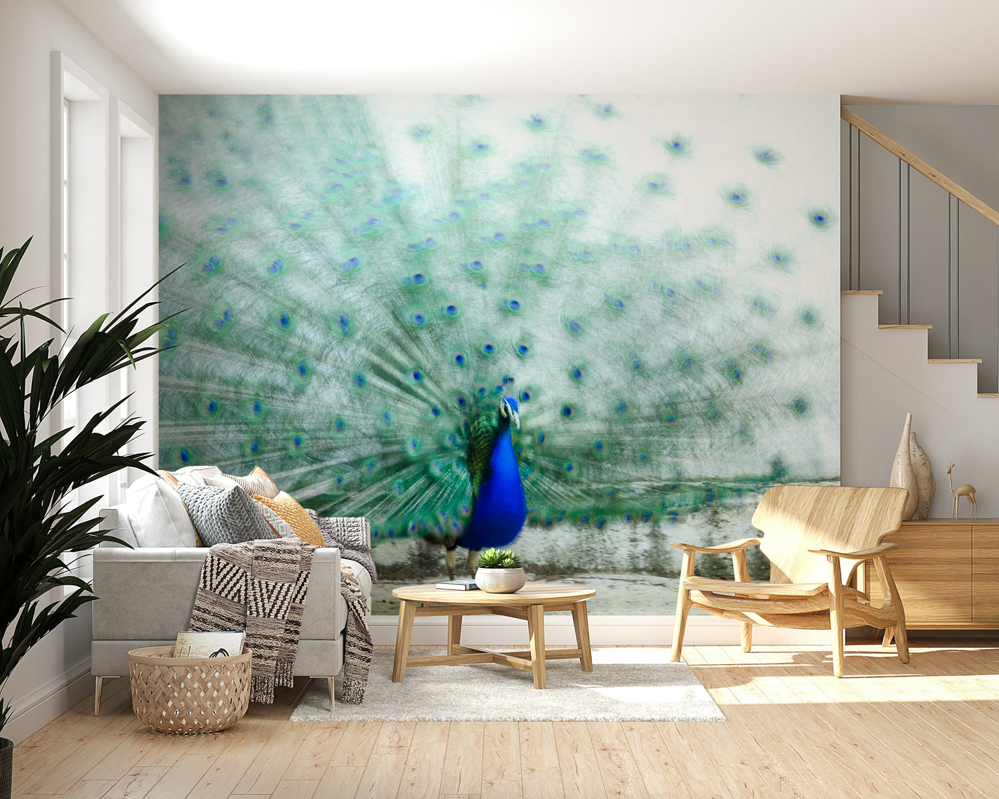 An artistic minimalist form mural for home decor.