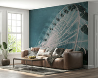 A beautiful modern art wall mural of delicate lines.