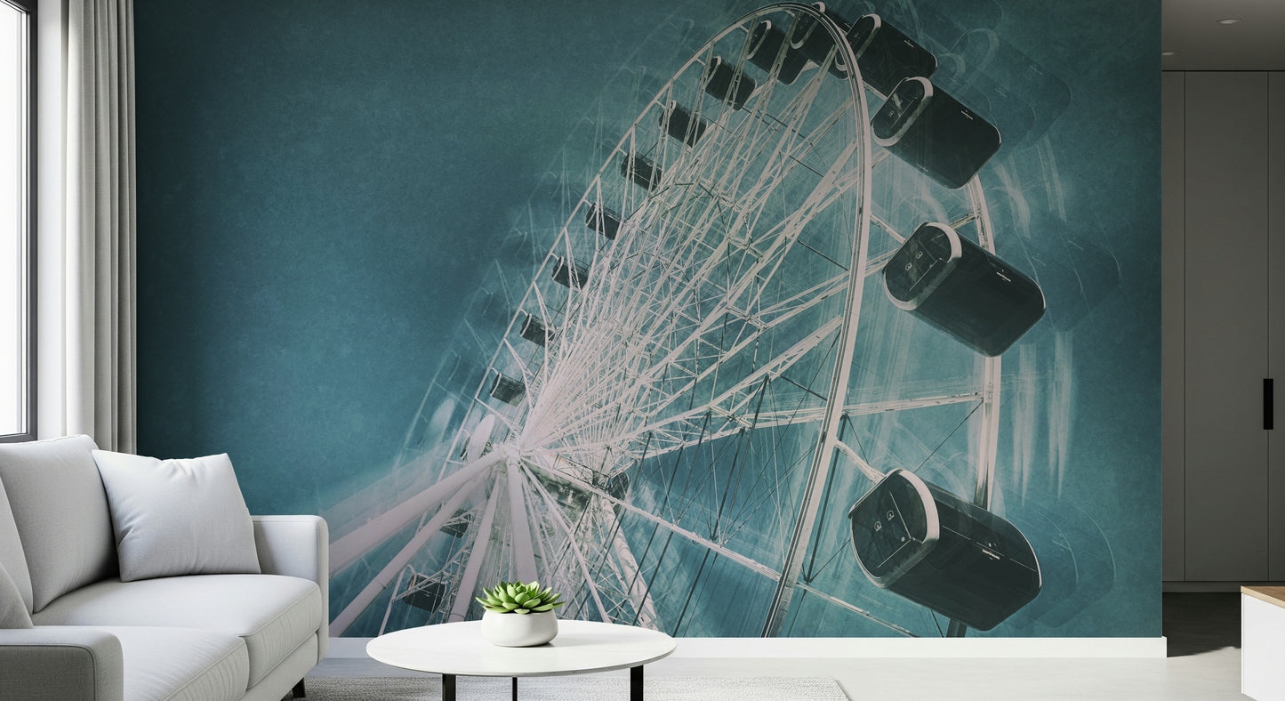 A calming abstract design wallpaper mural that defines a space.