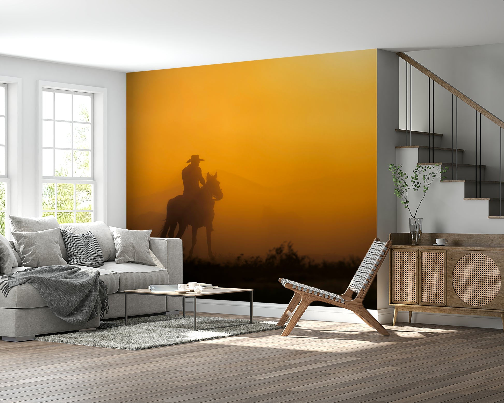 An artistic soft focus landscape mural on scenic wallpaper.