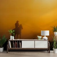 A graceful subtle pattern wall mural in warm, golden tones.