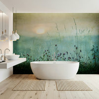 A graceful subtle pattern wall mural in cool, natural tones.