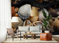 A calming underwater design wallpaper mural that defines a space.