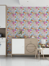 A classic soft floral wallpaper for walls.